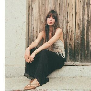 Zara Organza Midi Skirt Rustic Black Mid Rise Size XL Women’s New Boho 4387/270